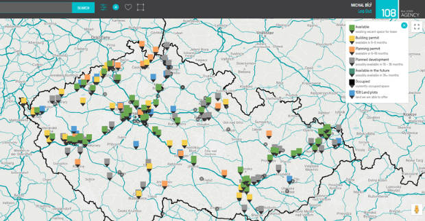 108 Agency představuje interaktivní mapu, která pomáhá uživatelům vyhledat optimální průmyslové prostory
